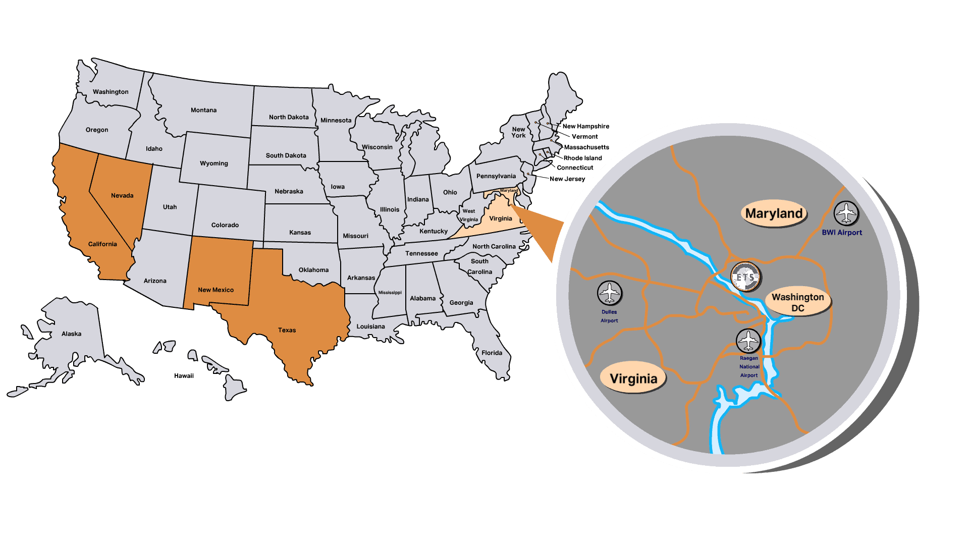 ETS USA map ETS USA map